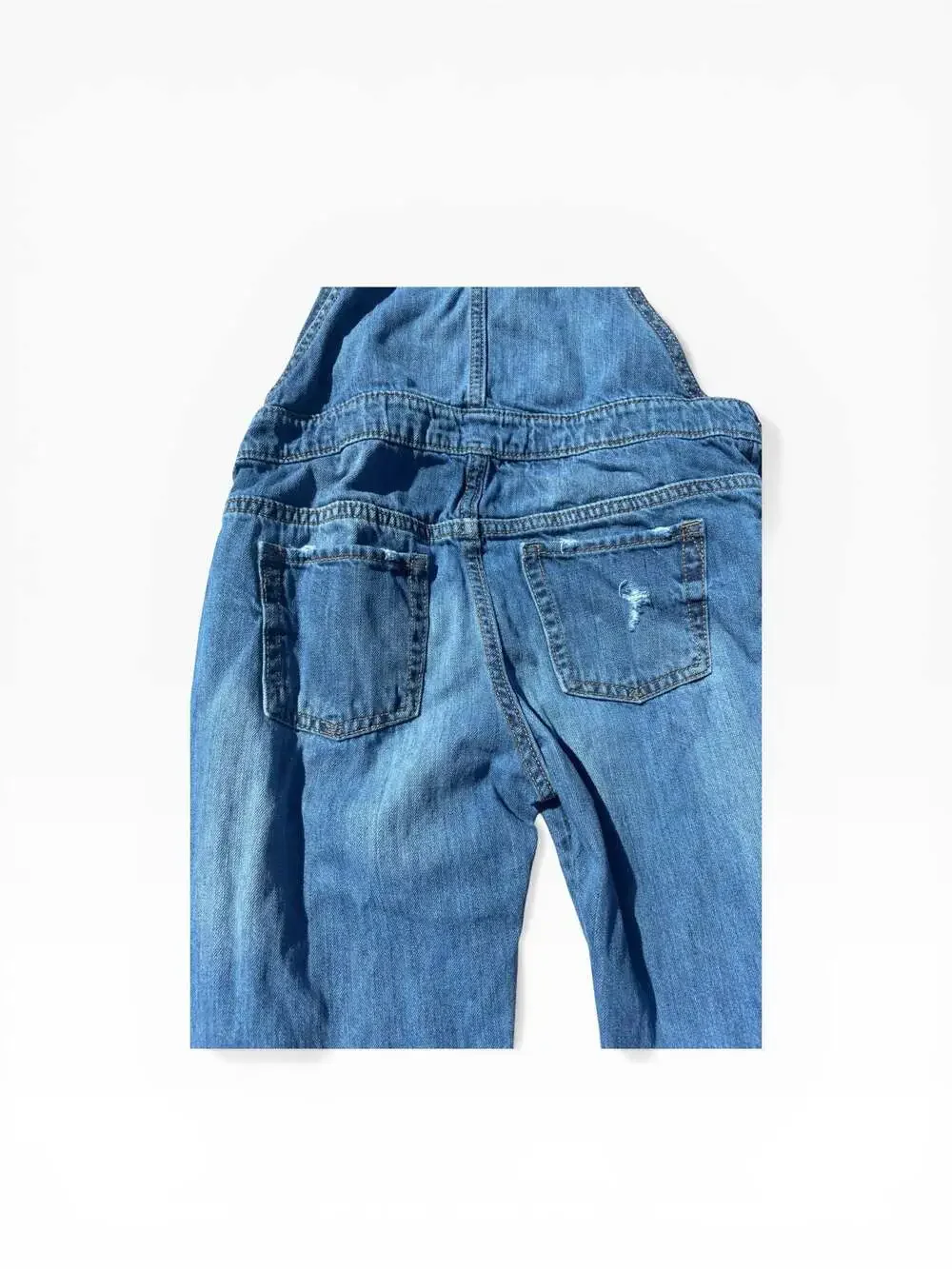 Denim Overalls Kids Medium Wash Blue Good Distressed Straight Leg‎